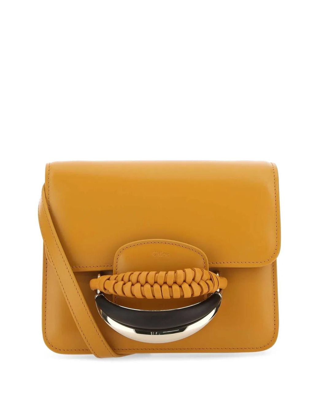 Chloé Orange Mustard Leather Kattie Clutch