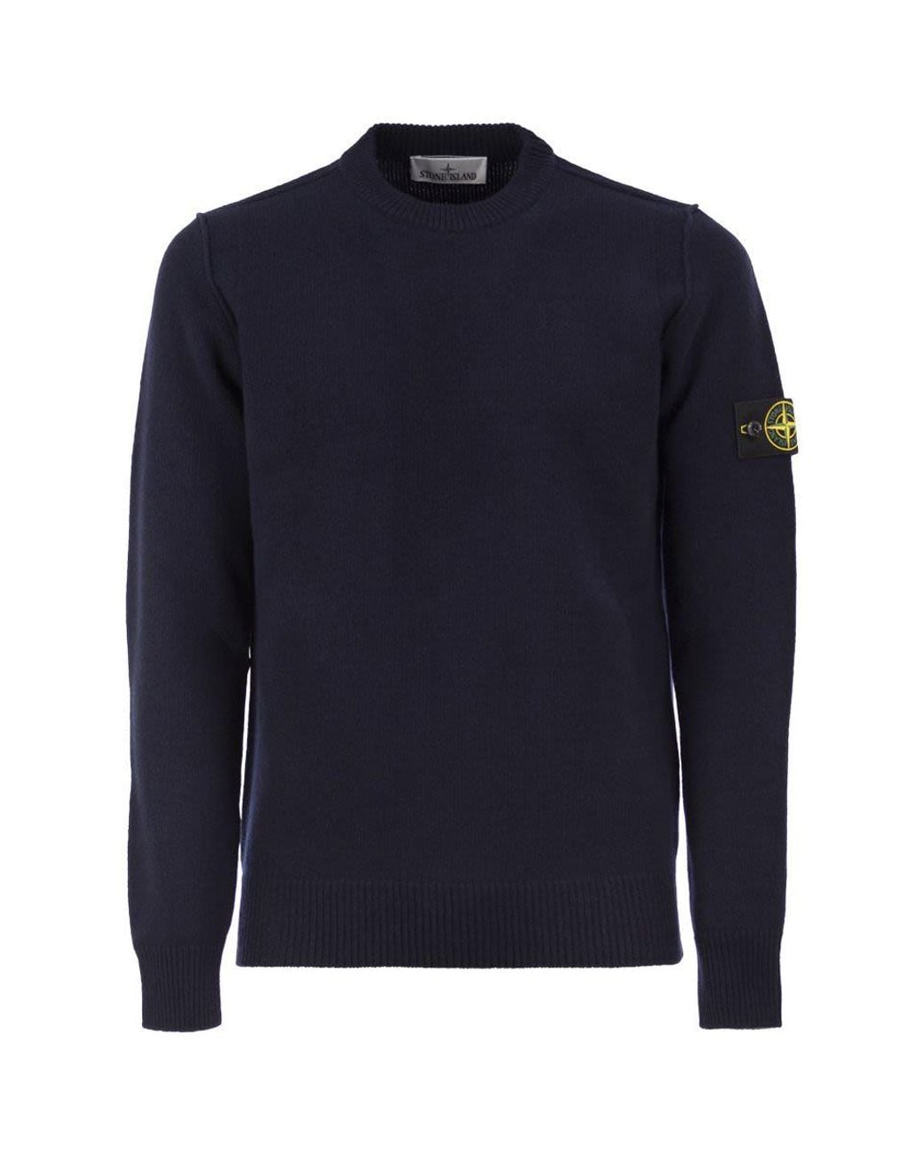Stone Island Blue Crew-Neck Jumper With Reverse Stitch Details for men