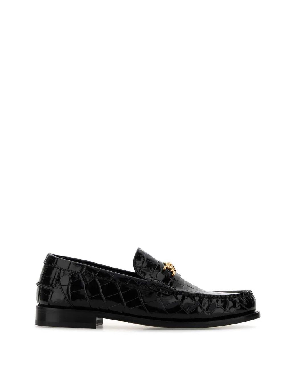 Versace Black Loafer Coin Crocco Print for men