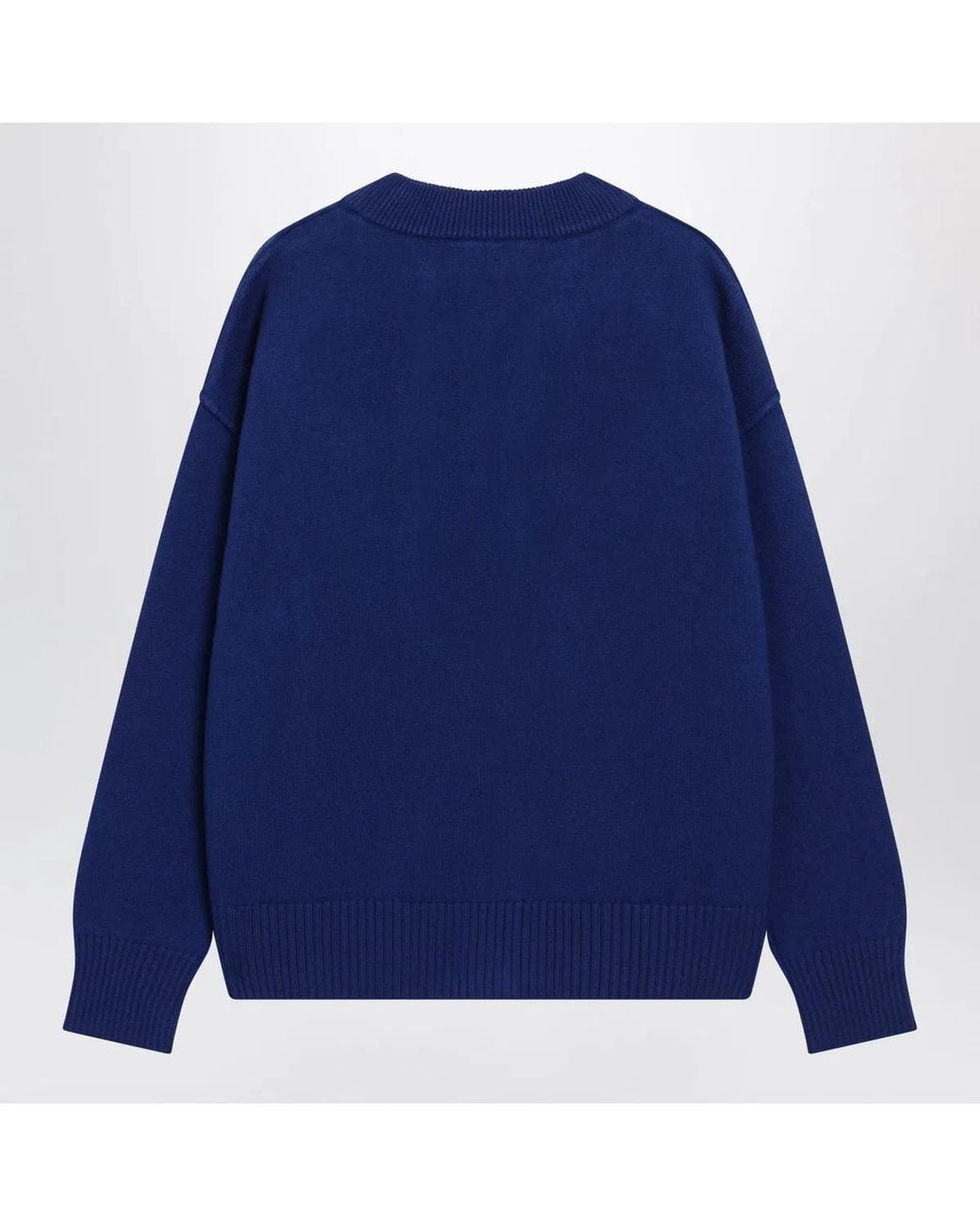 AMI Blue Ami De Coeur Wool Cardigan for men