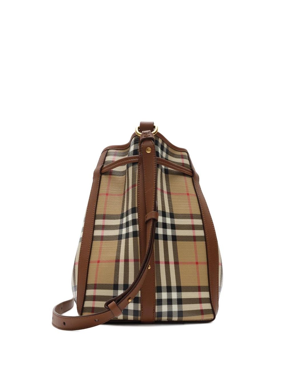 Burberry Brown Small Check Bucket Bag