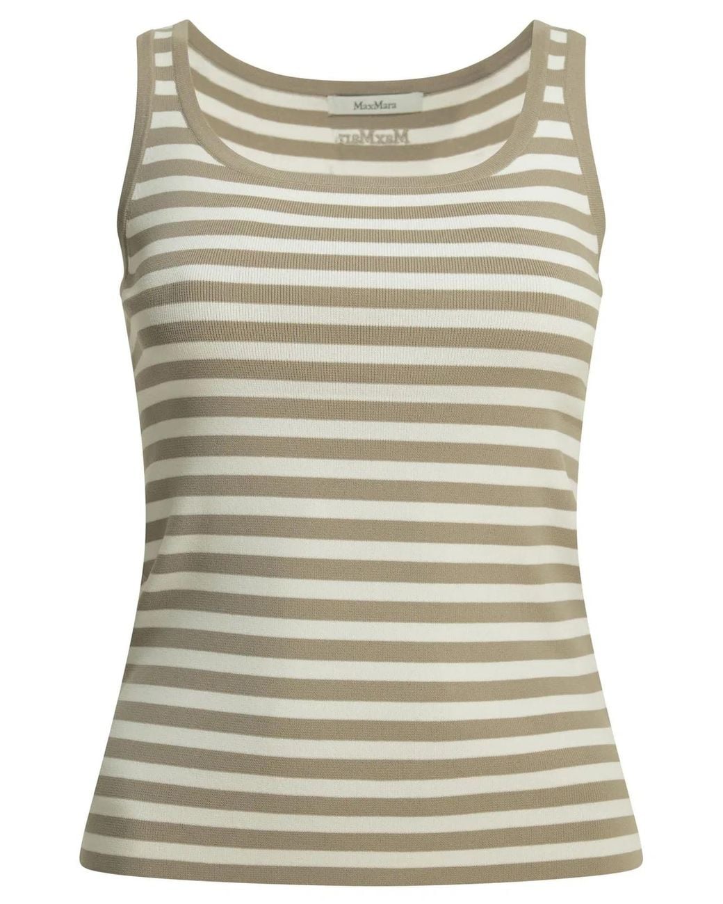 Max Mara Gray Striped Fitted Viscose Polyamide Tank Top