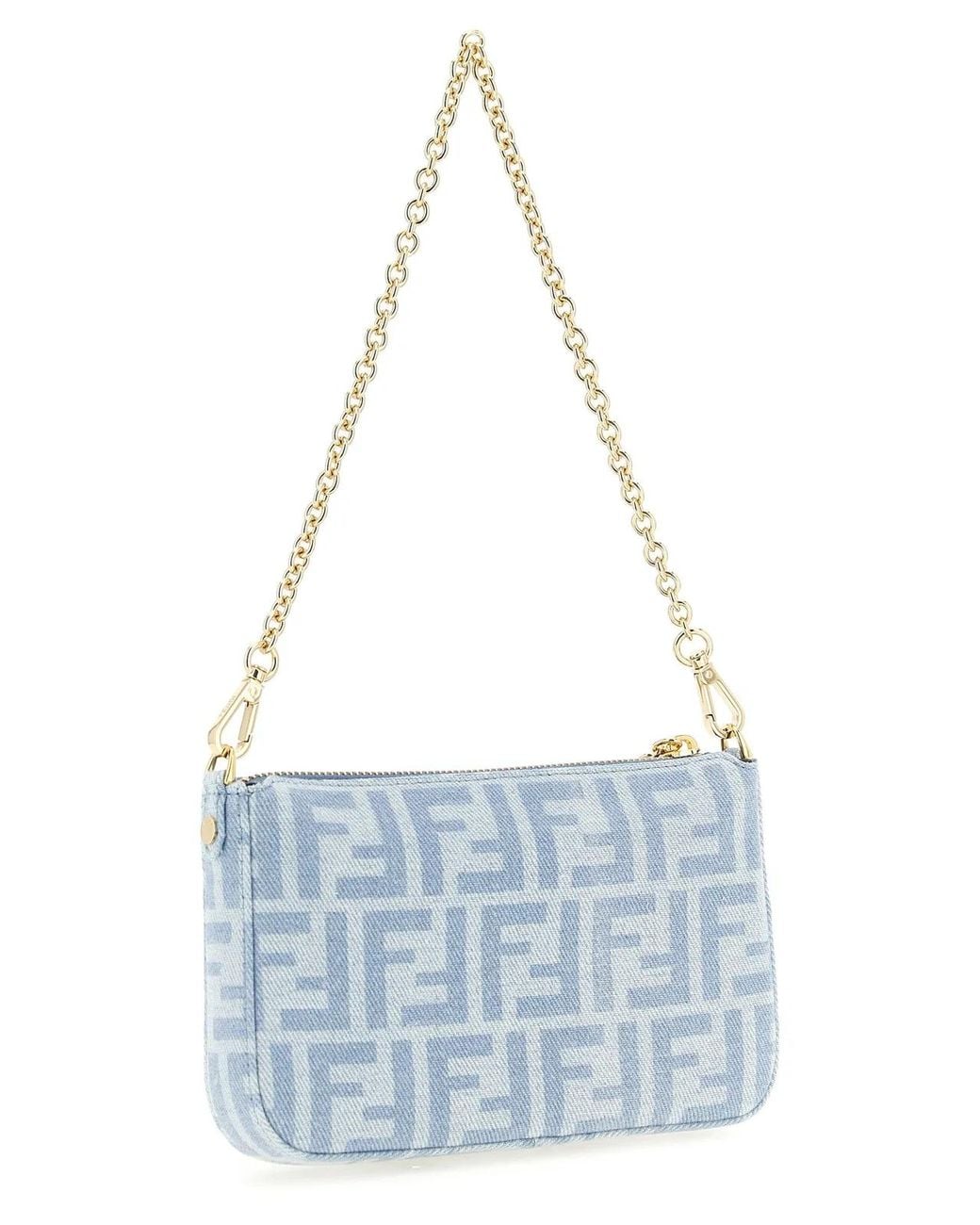 Fendi Blue 'Baguette' Pouch
