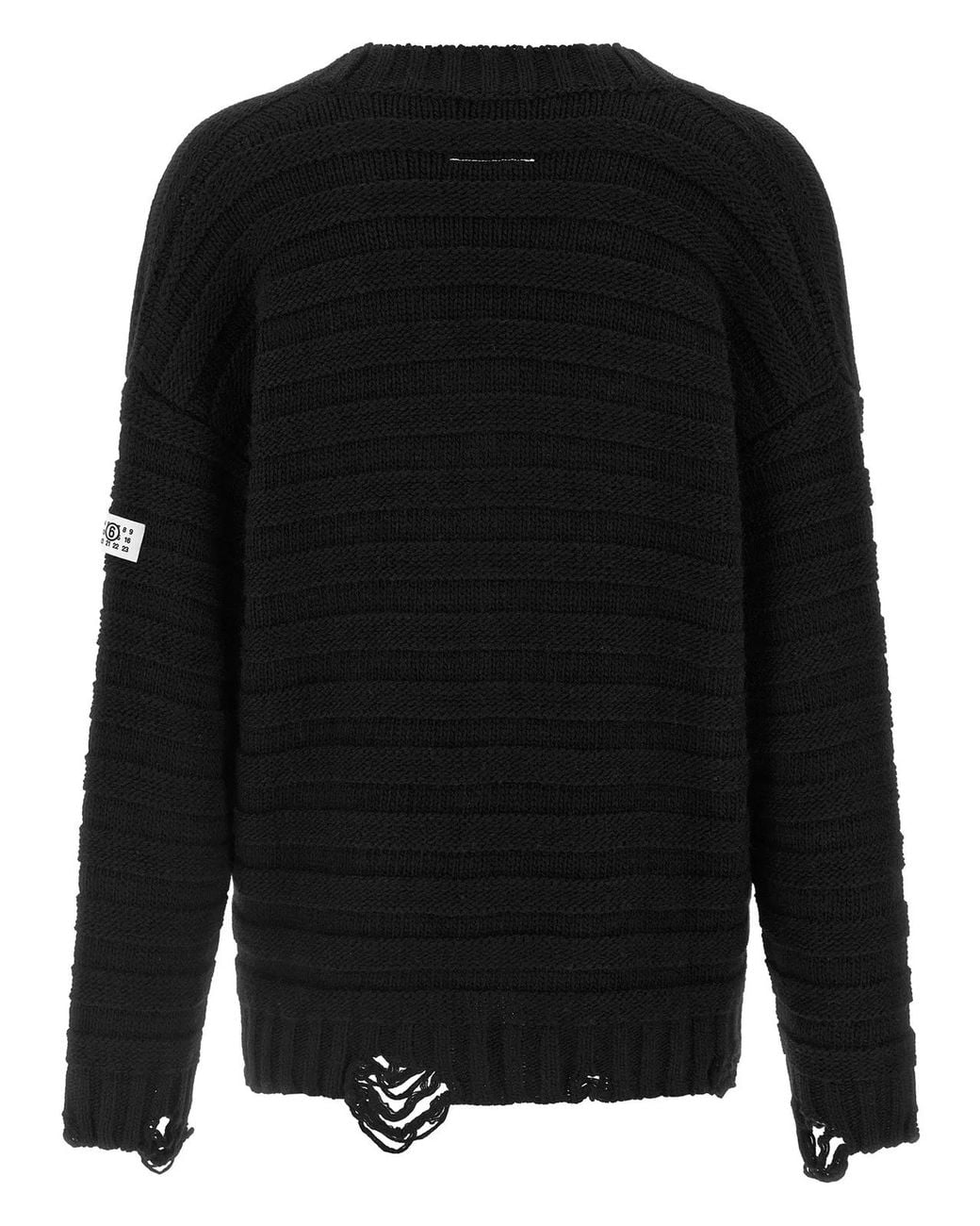 MM6 by Maison Margiela Black Distressed Wool Cardigan for men