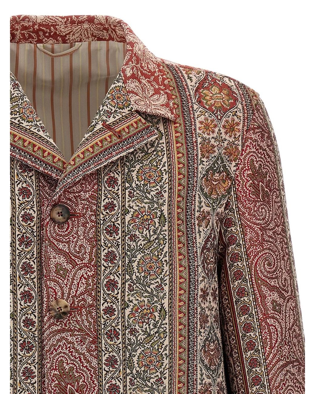 Etro Brown Balmacaan Neck Overshirt for men