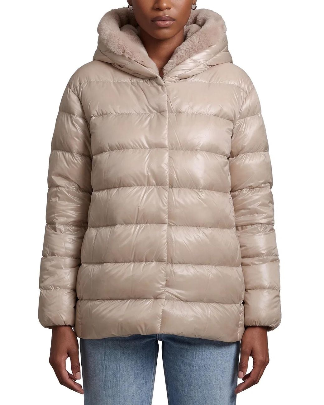 Herno Natural Ultralight Down Jacket With Faux Fur