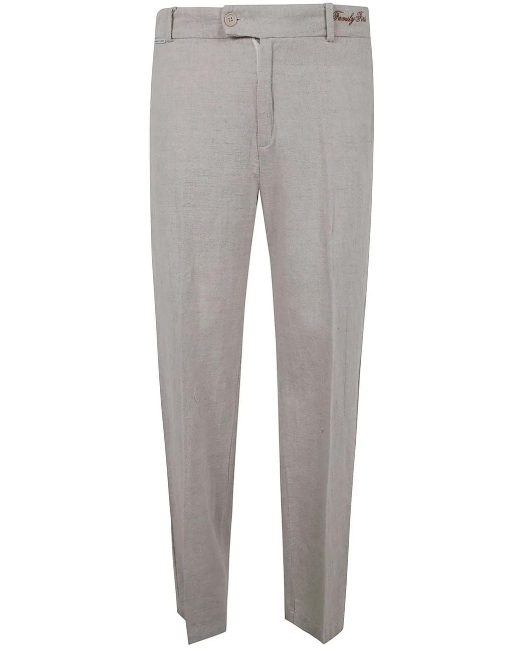 FAMILY FIRST Gray Regular Pants Linen for men
