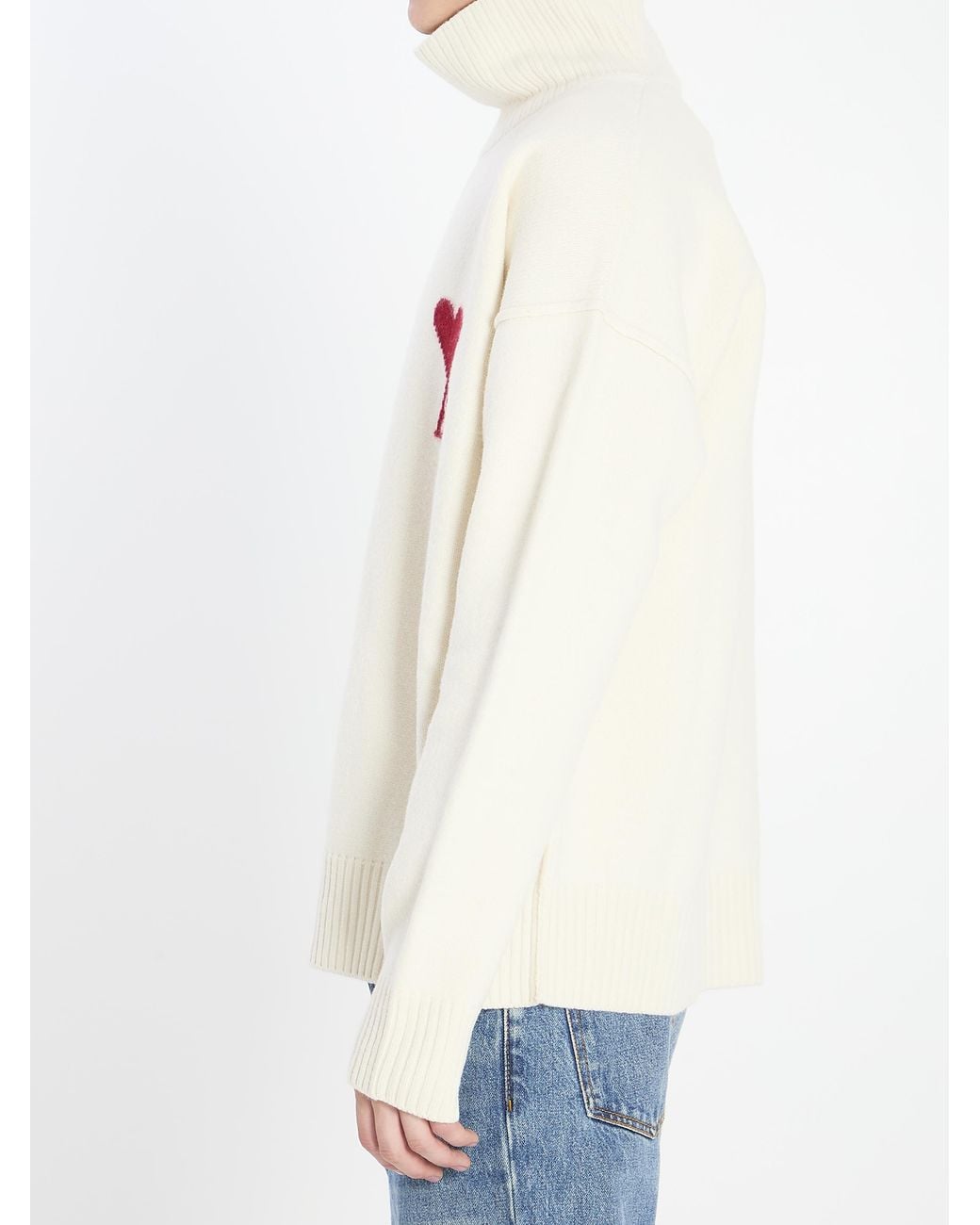 AMI White Wool Ami De Coeur Turtleneck for men