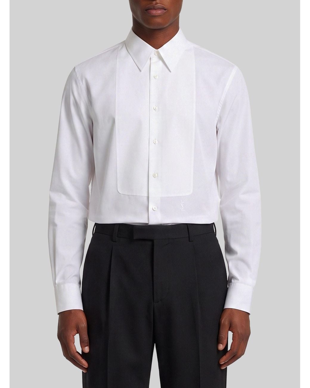 Saint Laurent White Long-Sleeved Poplin Shirt for men