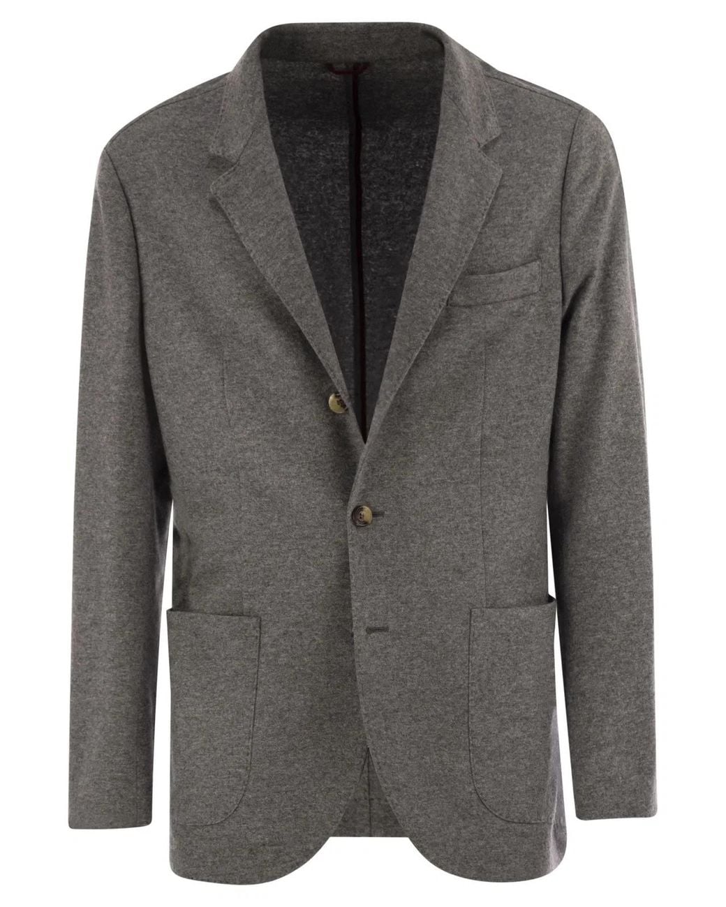 Brunello Cucinelli Gray Cashmere Jersey Blazer With Patch Pockets for men