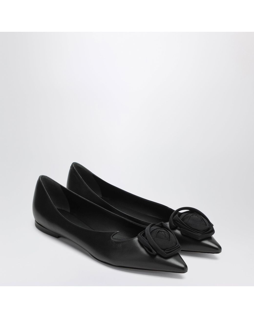 Roger Vivier Black Rose Vivier Ballet Flats