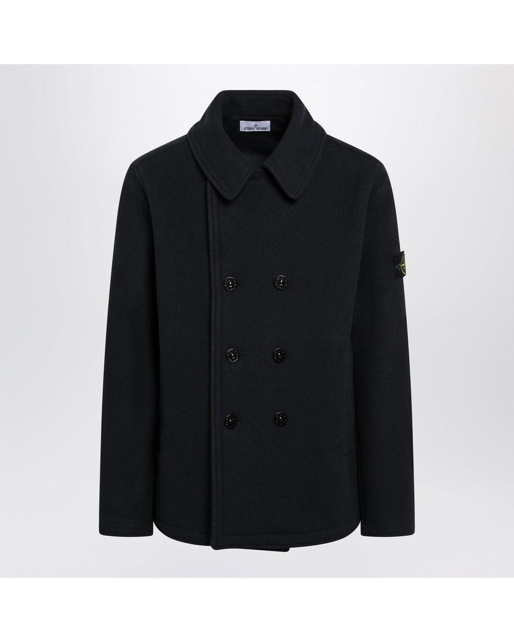 Stone Island Black Double-Breasted Coat for men