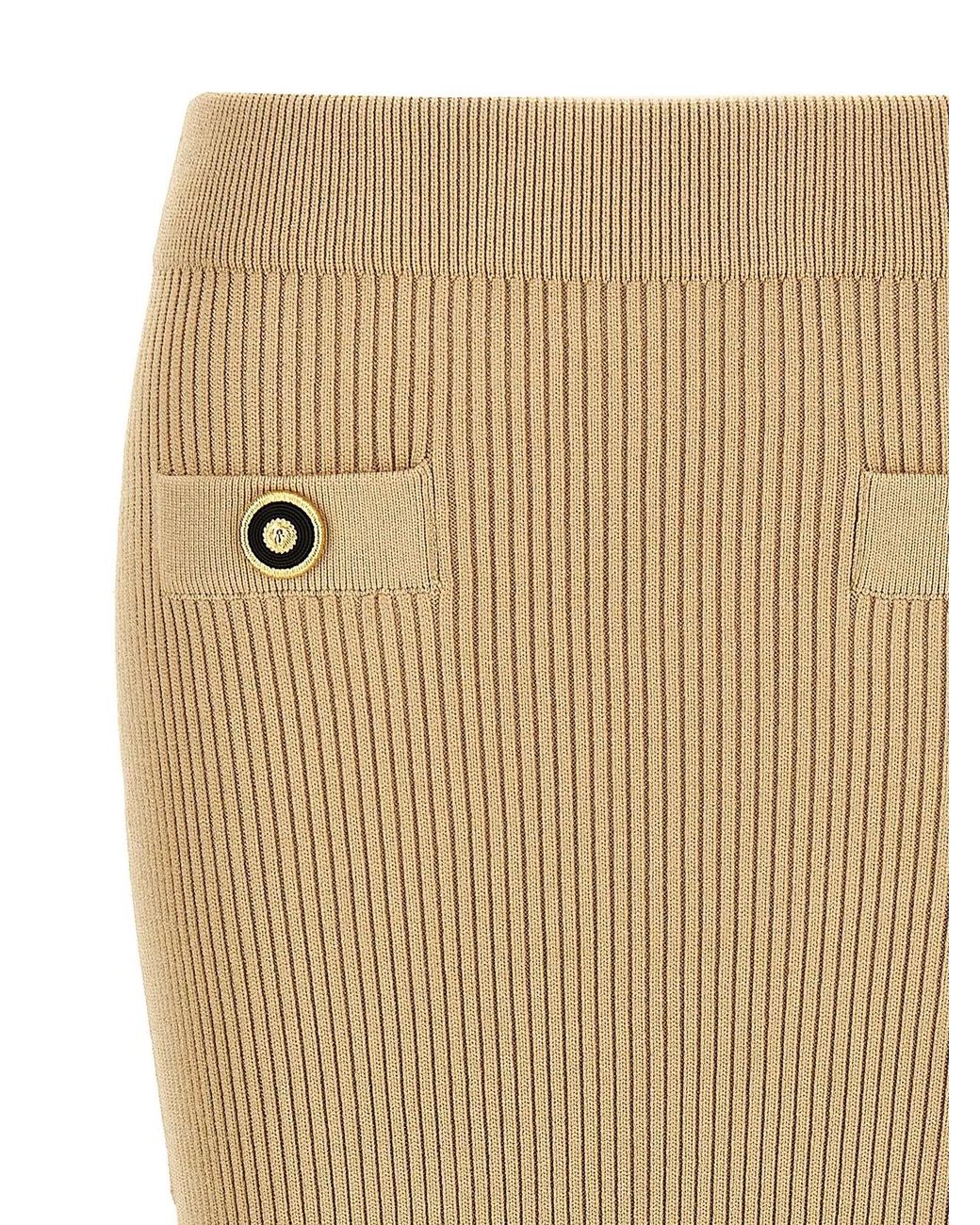Balmain Natural Ribbed Midi Skirt