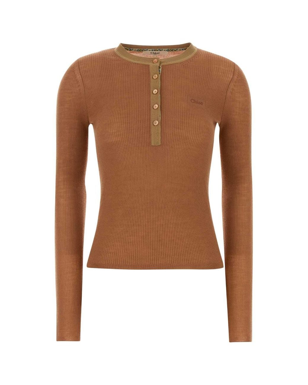Chloé Brown Antiqued Silk T-Shirt