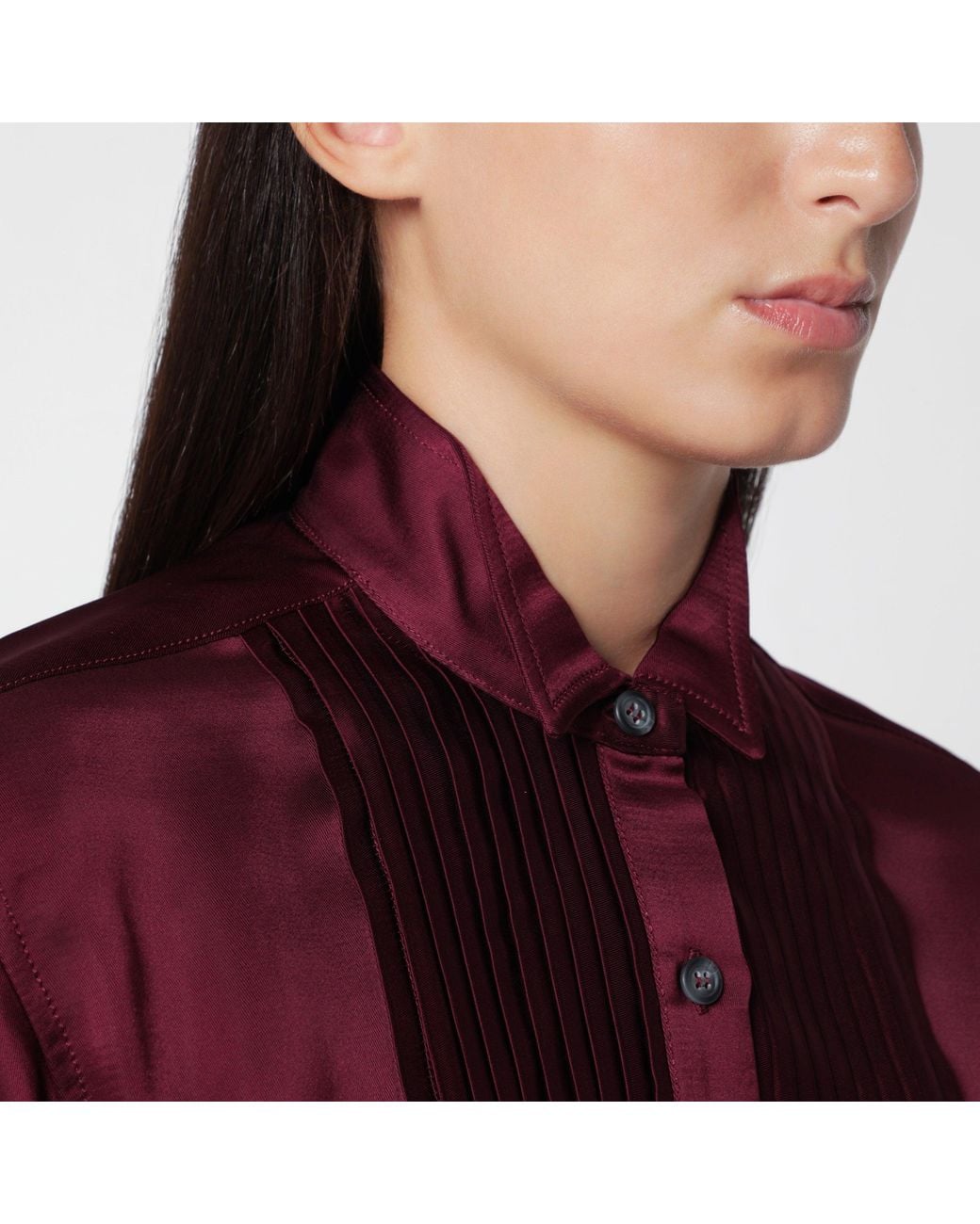 Sanderlak Red Aubergine Tuxedo Shirt