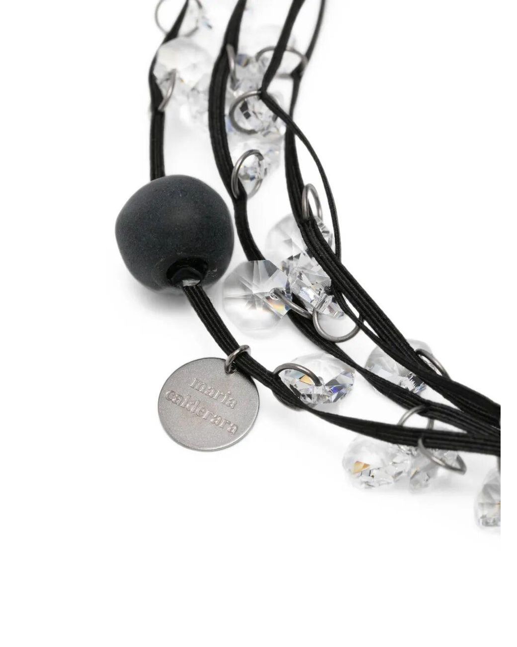 Maria Calderara Metallic Clear Crystal Long Necklaces