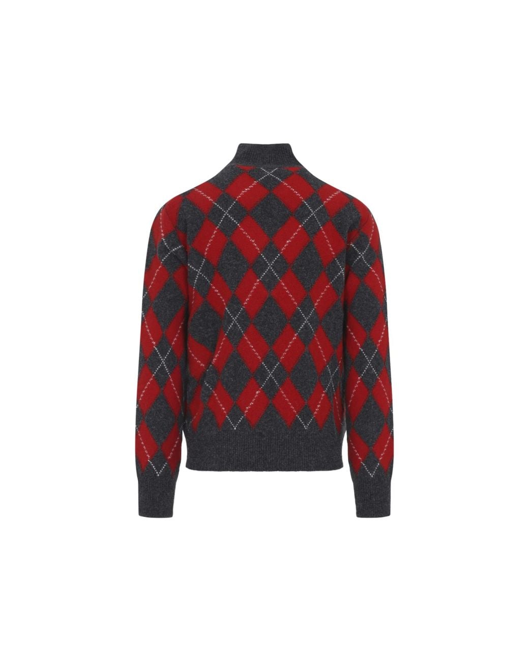 AMI Red Argyle Pattern Half-Zip Sweater for men