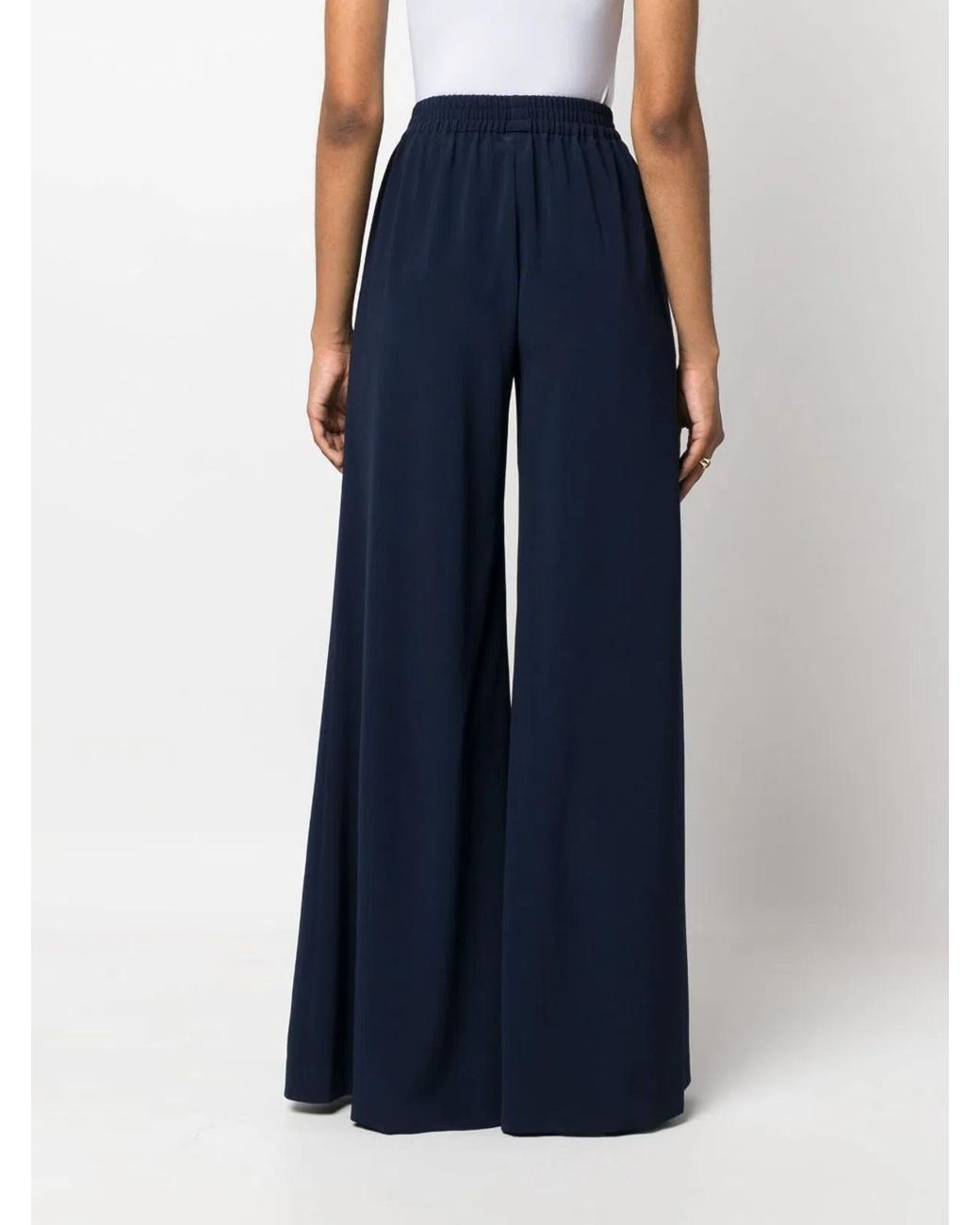 Gianluca Capannolo Blue Satin Wide Leg Trousers