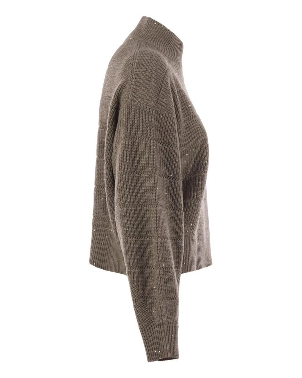 Brunello Cucinelli Brown Cashmere And Wool Turtleneck Sweater