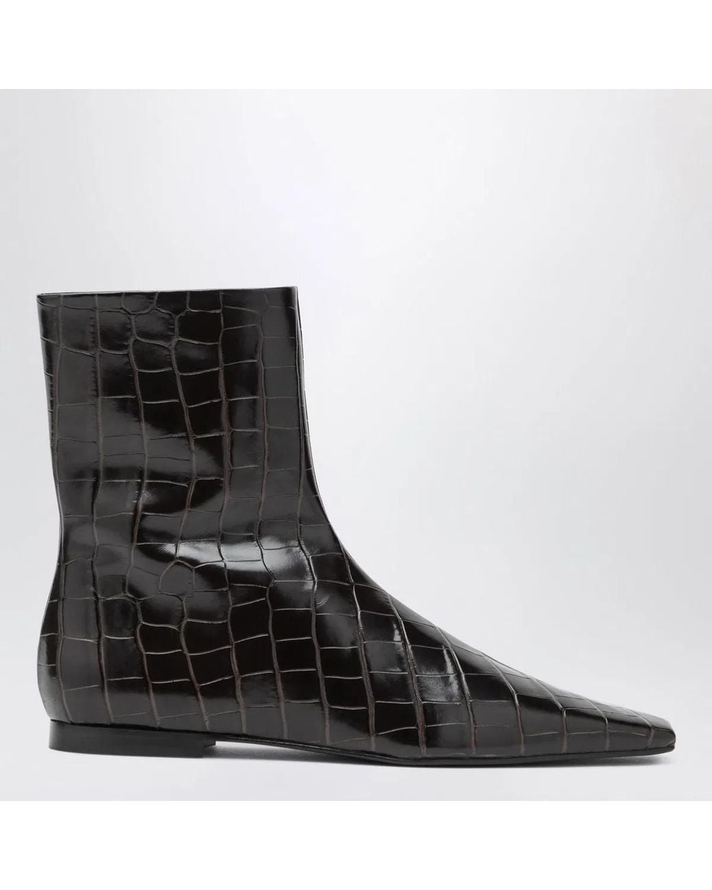 Totême Black Crocodileeffect Leather Chelsea Boots With Zip