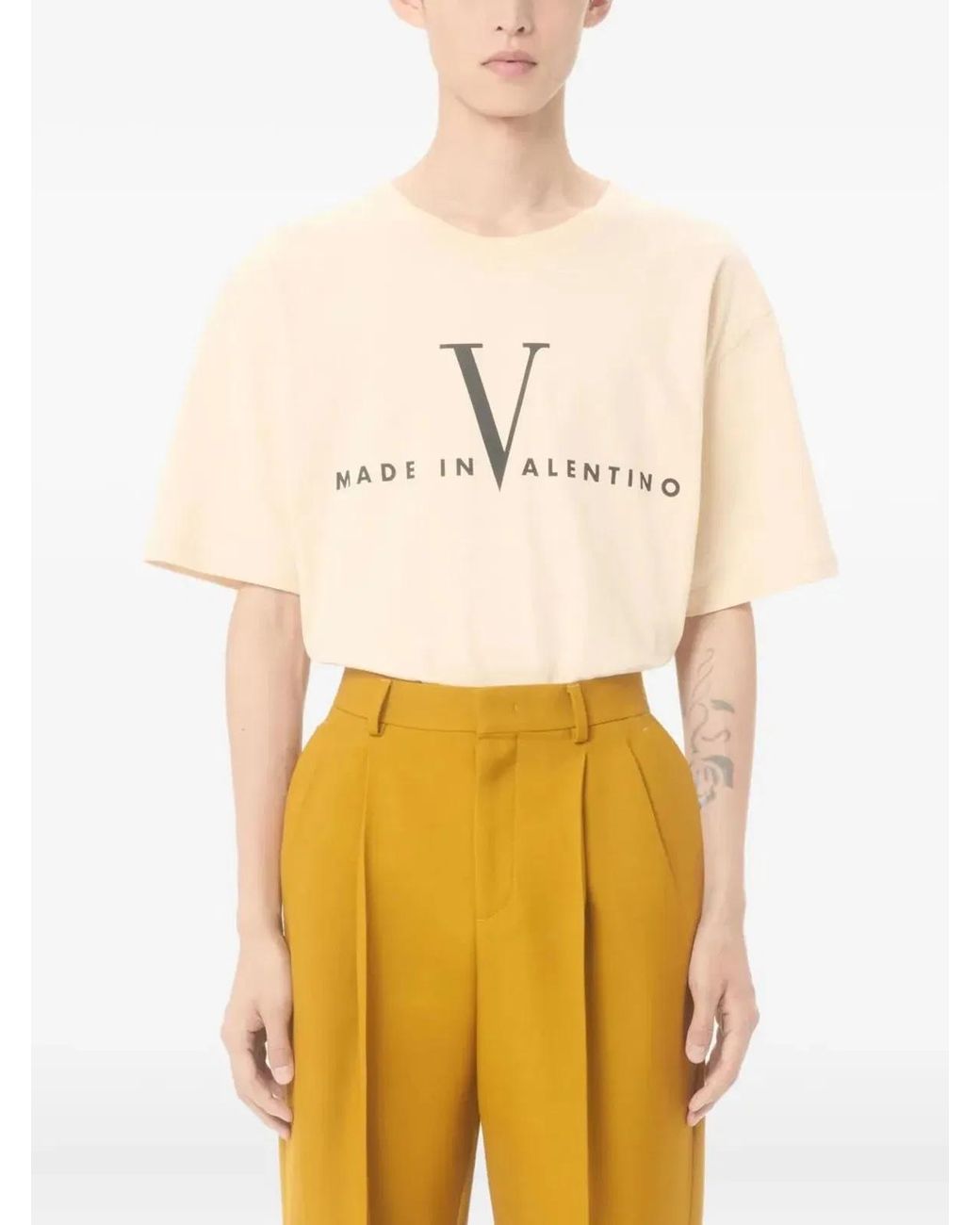 Valentino Natural Nude Neutrals Cotton T-Shirt for men