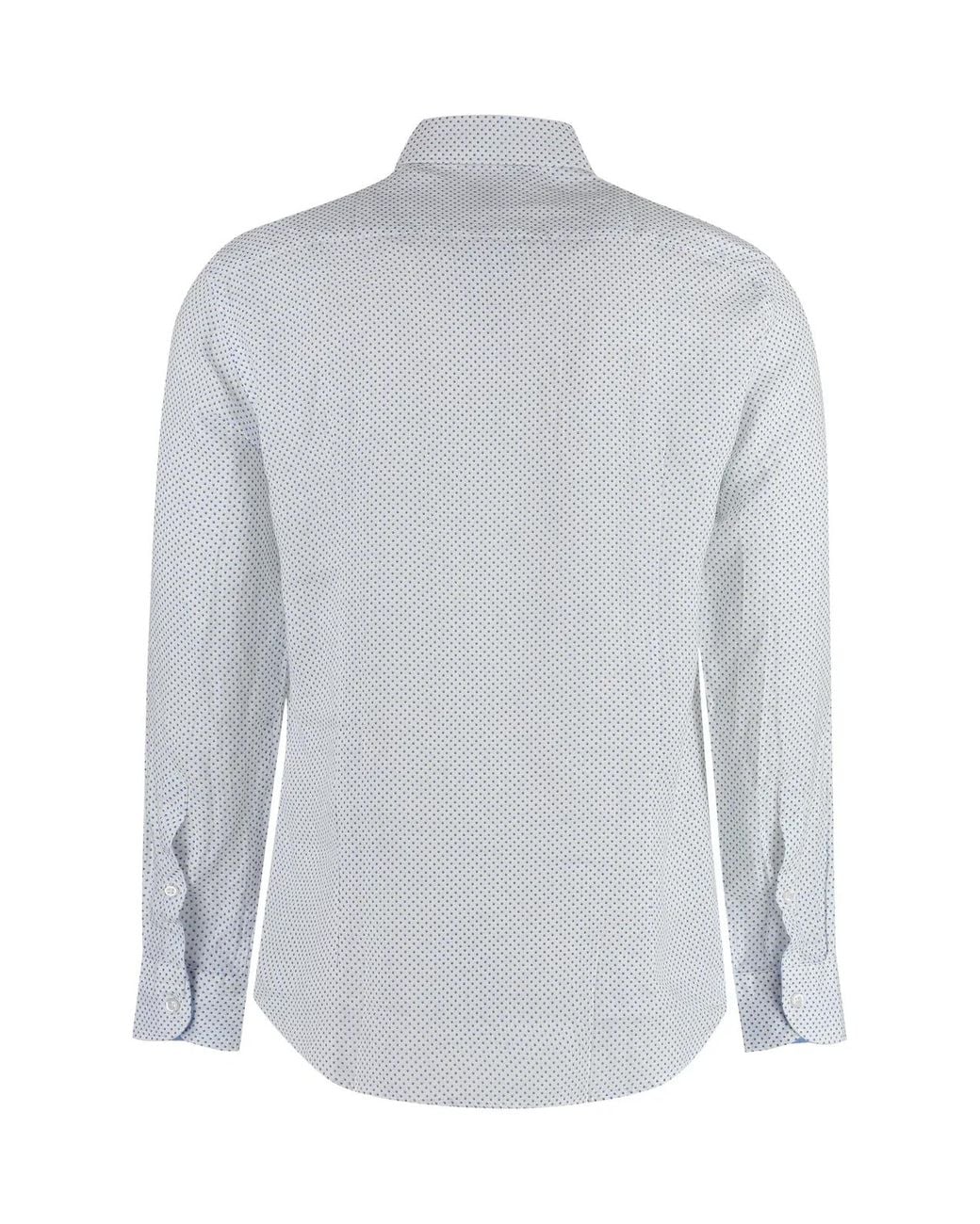 BASTONCINO Blue Printed Cotton Shirt for men