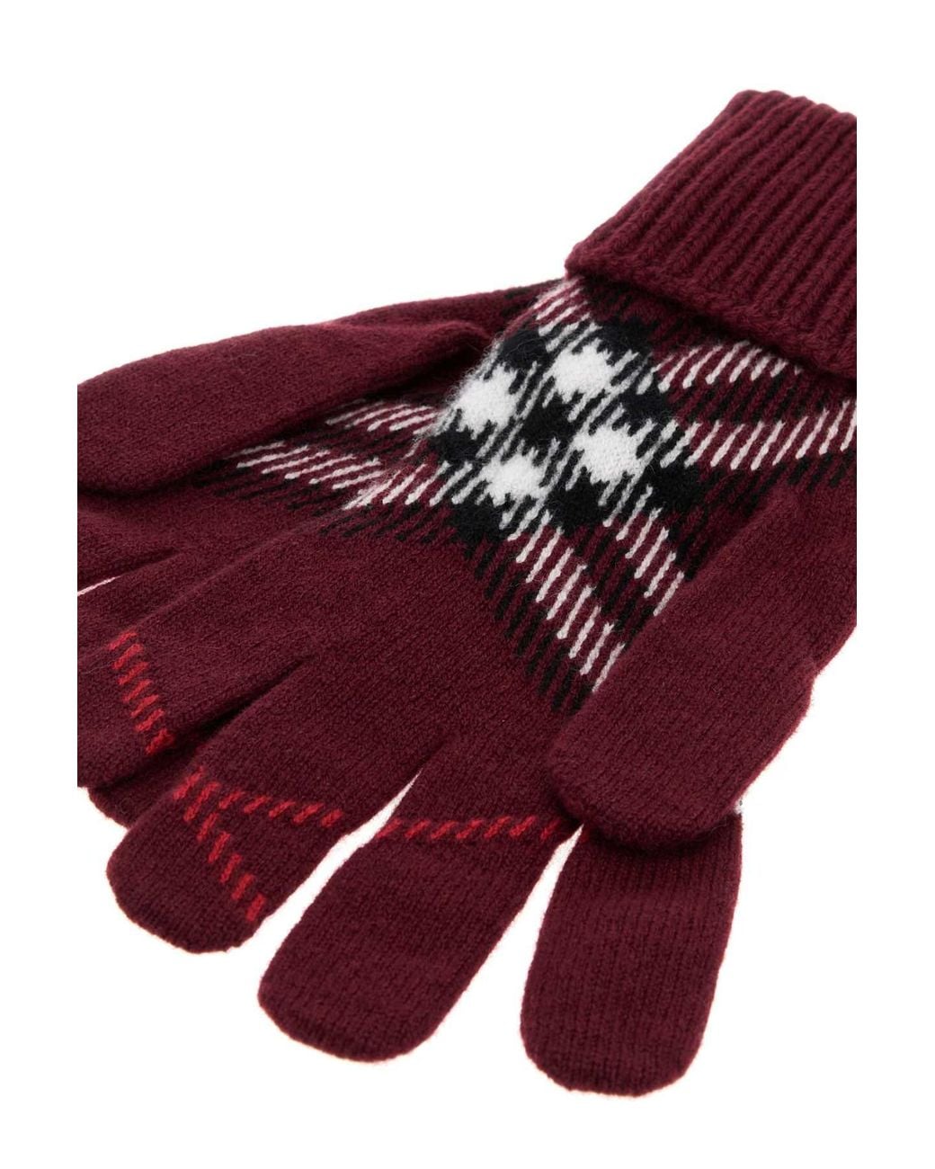 Burberry Red Lg Core Check Gloves