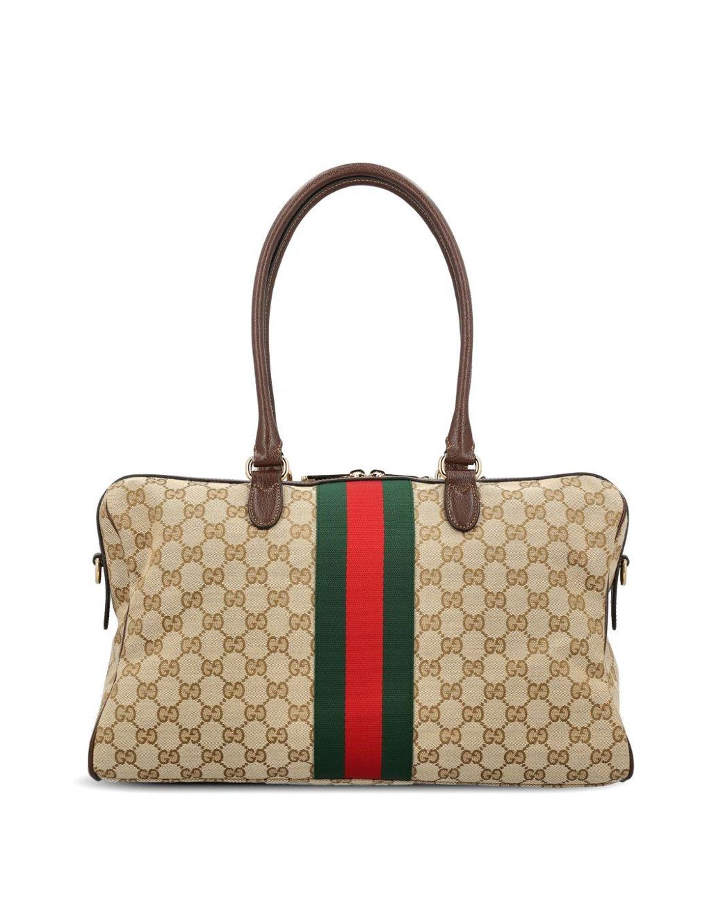 Gucci Brown Large Horsebit Web Top Handle Bag