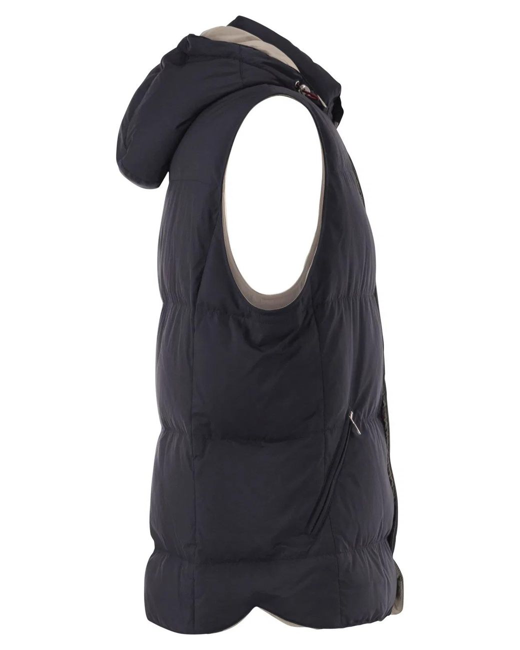Brunello Cucinelli Blue Padded Hooded Gilet for men