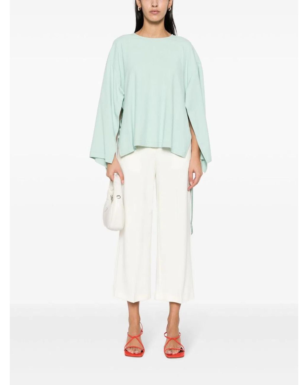 Erika Cavallini Semi Couture White Wide-Leg Trousers