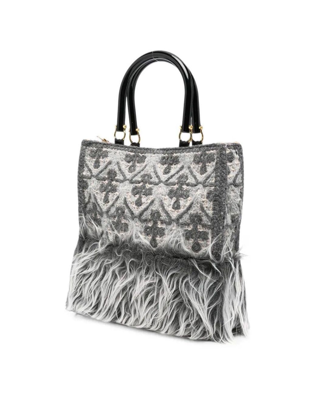 La Milanesa Gray "Lady" Medium Crochet Bag