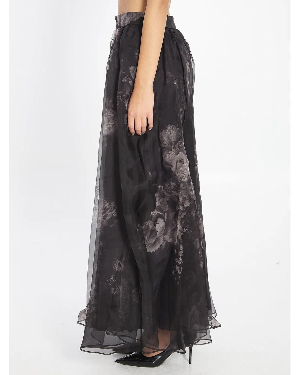Zimmermann Black Hypnotic Silk Organza Maxi Skirt