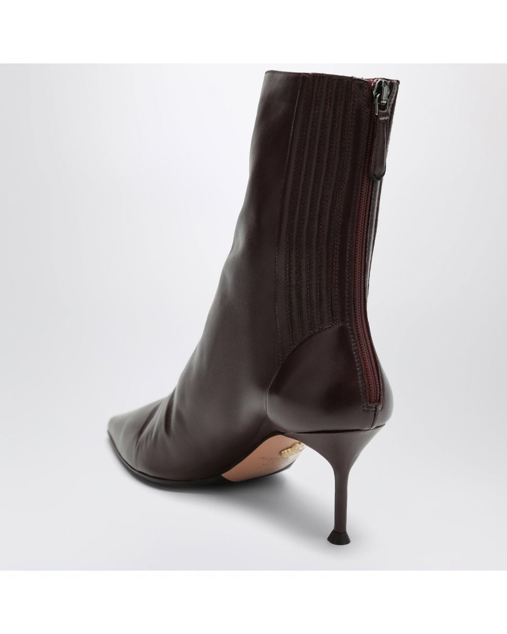 Aquazzura Brown Dark Mini Heel Leather Ankle Boots