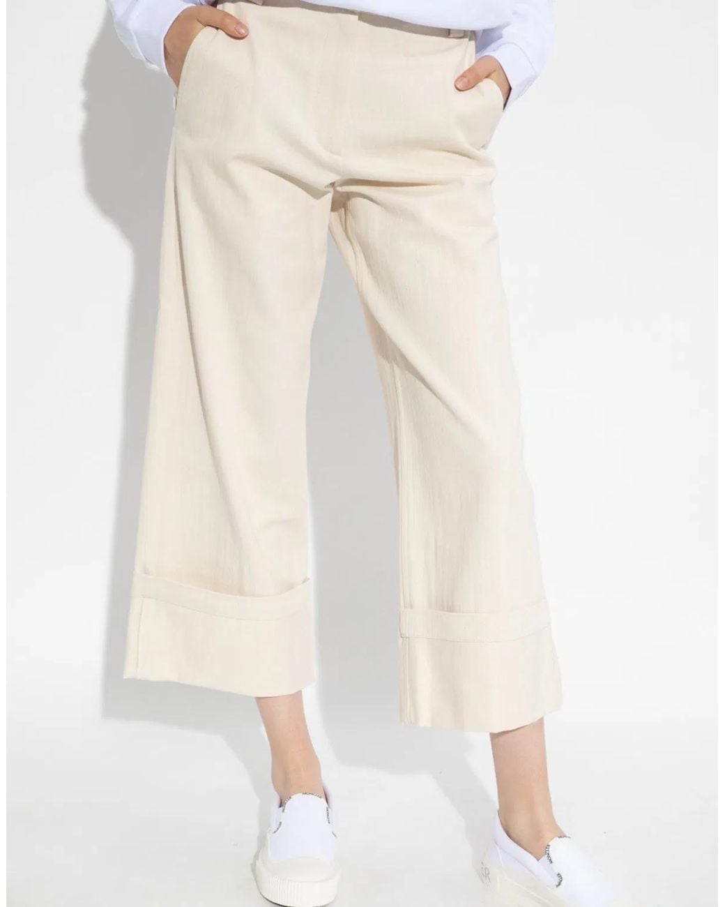 Moncler White Wide Leg Trousers For