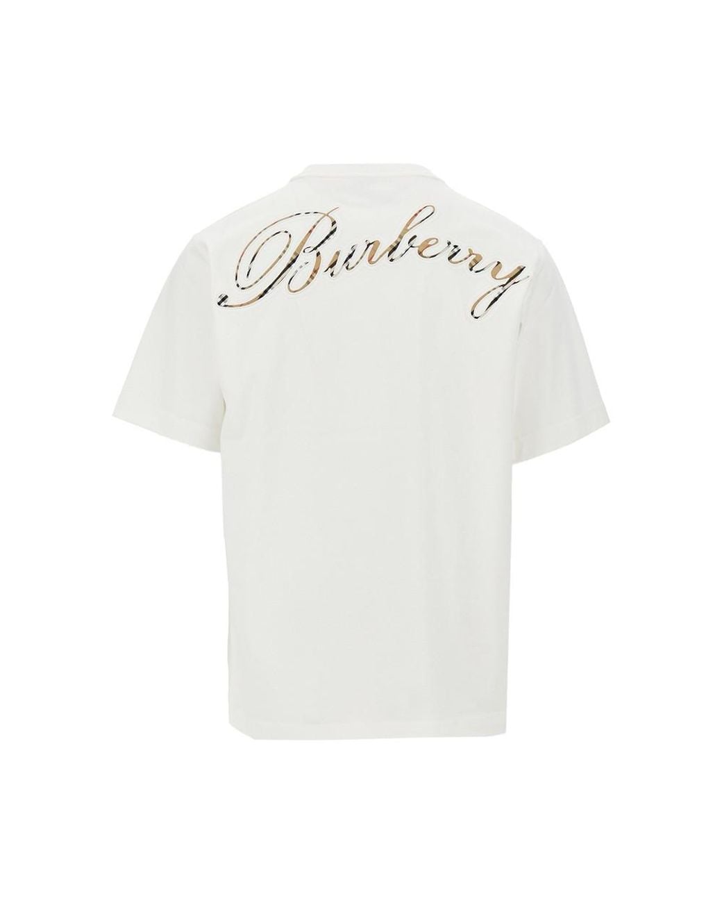 Burberry White Check Logo T-Shirt for men