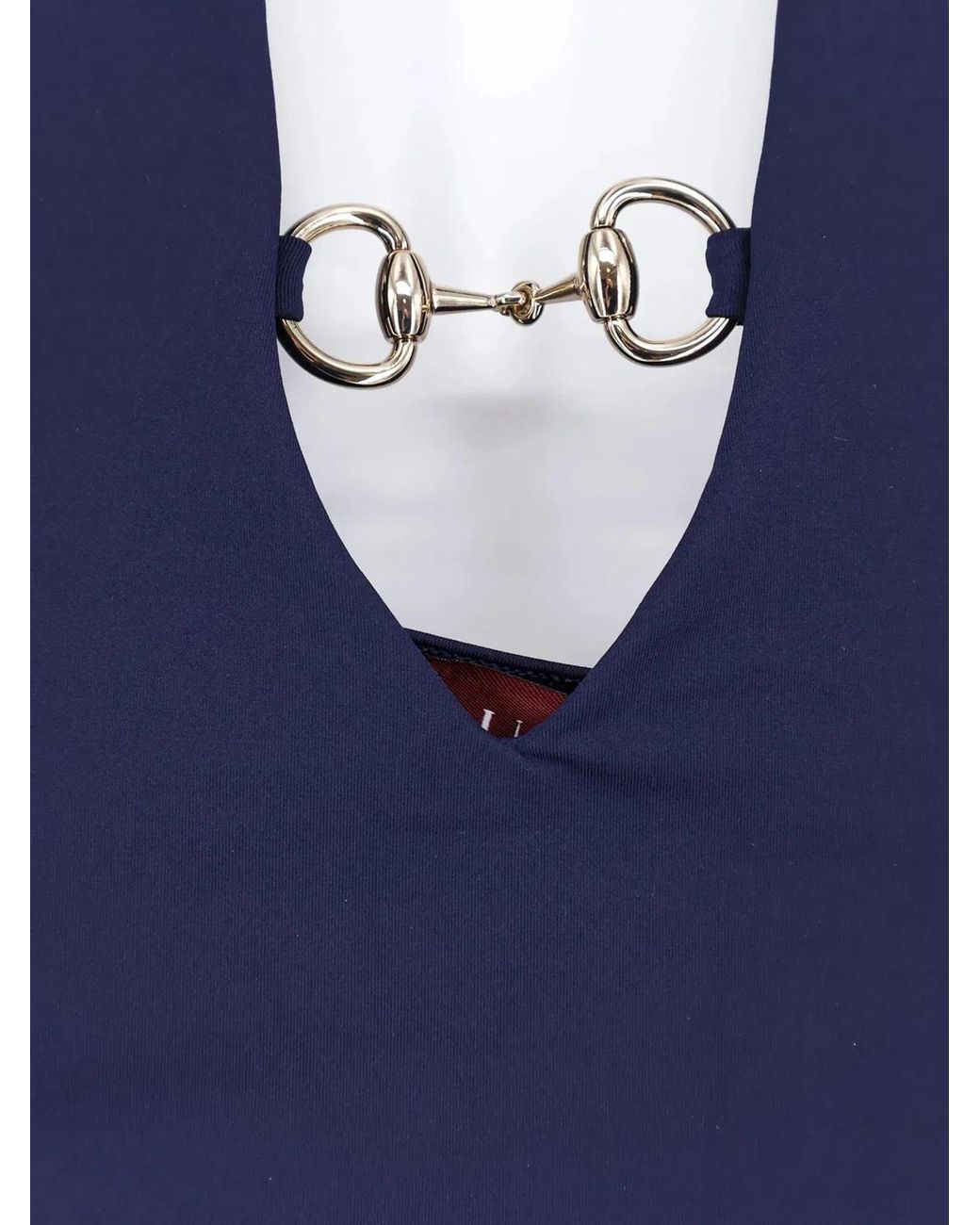 Gucci Blue One-Piece With Clamp Details