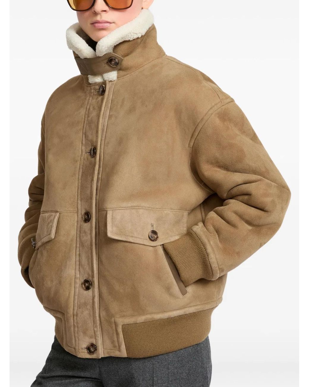 Yves Salomon Natural Chouquette Shearling Jacket