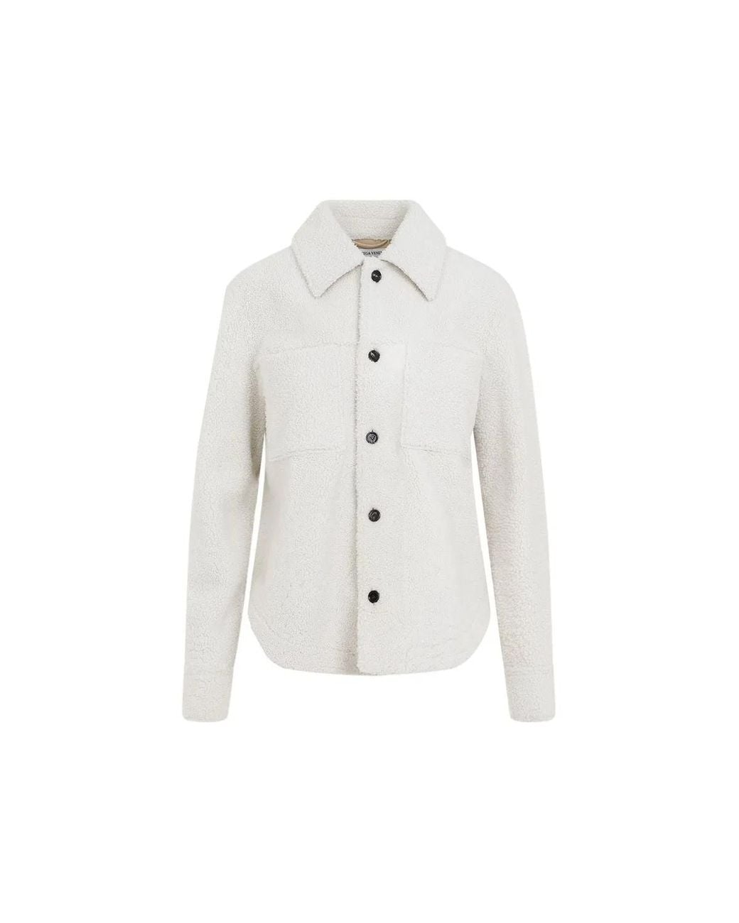 Bottega Veneta White Chalk Shearling Oversize Shirt