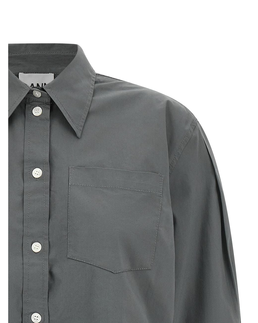 Ganni Gray Cropped Shirt With Lace