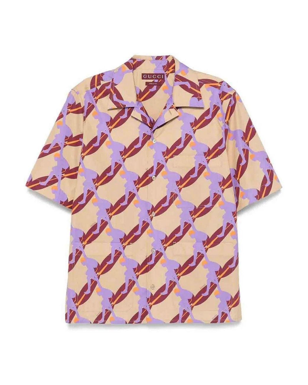 Gucci Pink 'Twisted Surf On Pop' Print Shirt for men