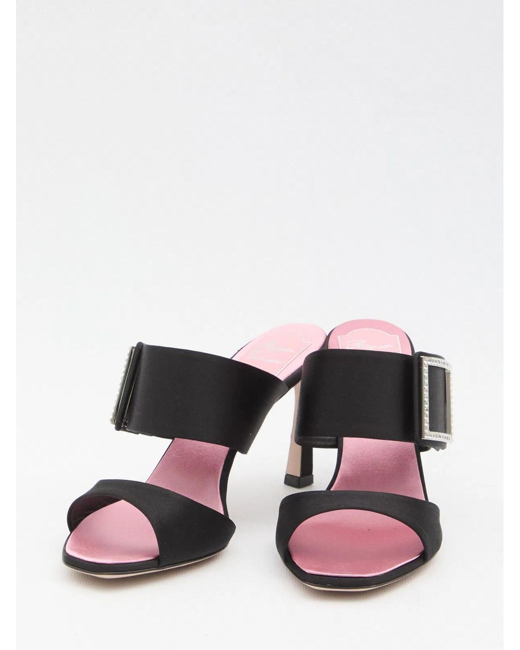 Roger Vivier Black Trompette Satin Mules