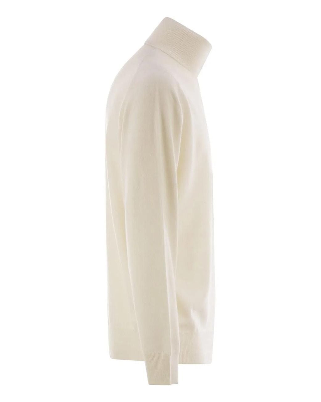 Brunello Cucinelli White Cashmere Turtleneck Sweater for men