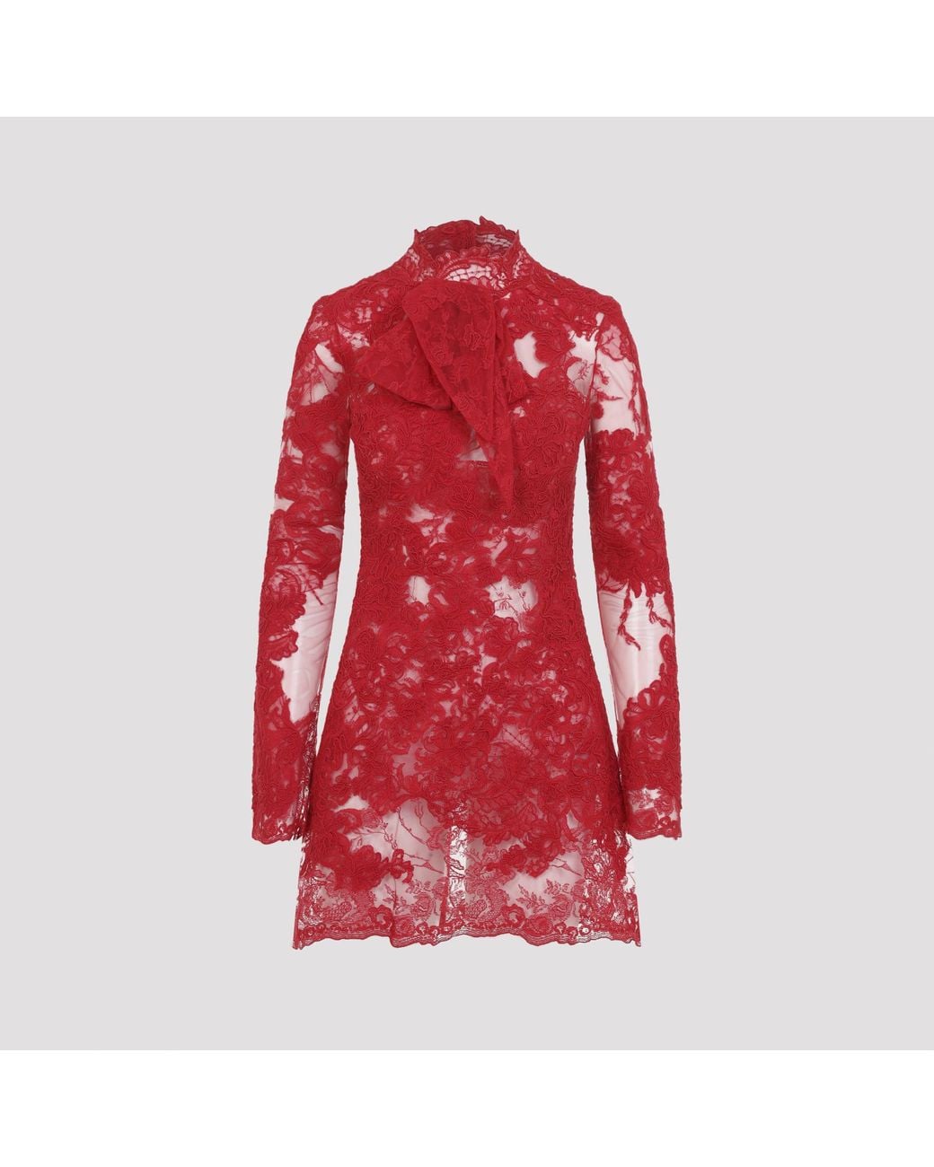 Ermanno Scervino Red Scarlet Lace Mini Dress
