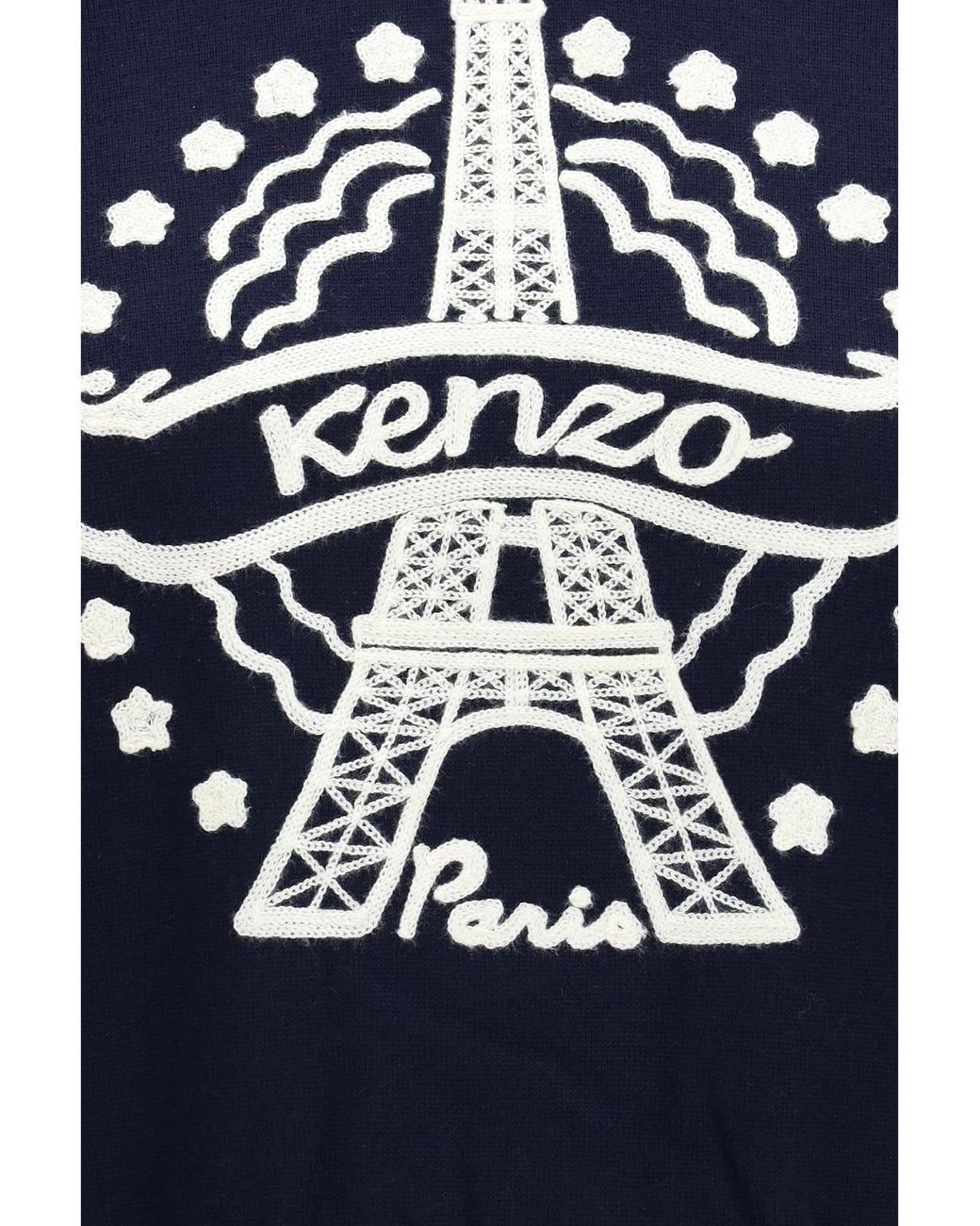 KENZO Blue Eiffel Tower Design Wool Hoodie