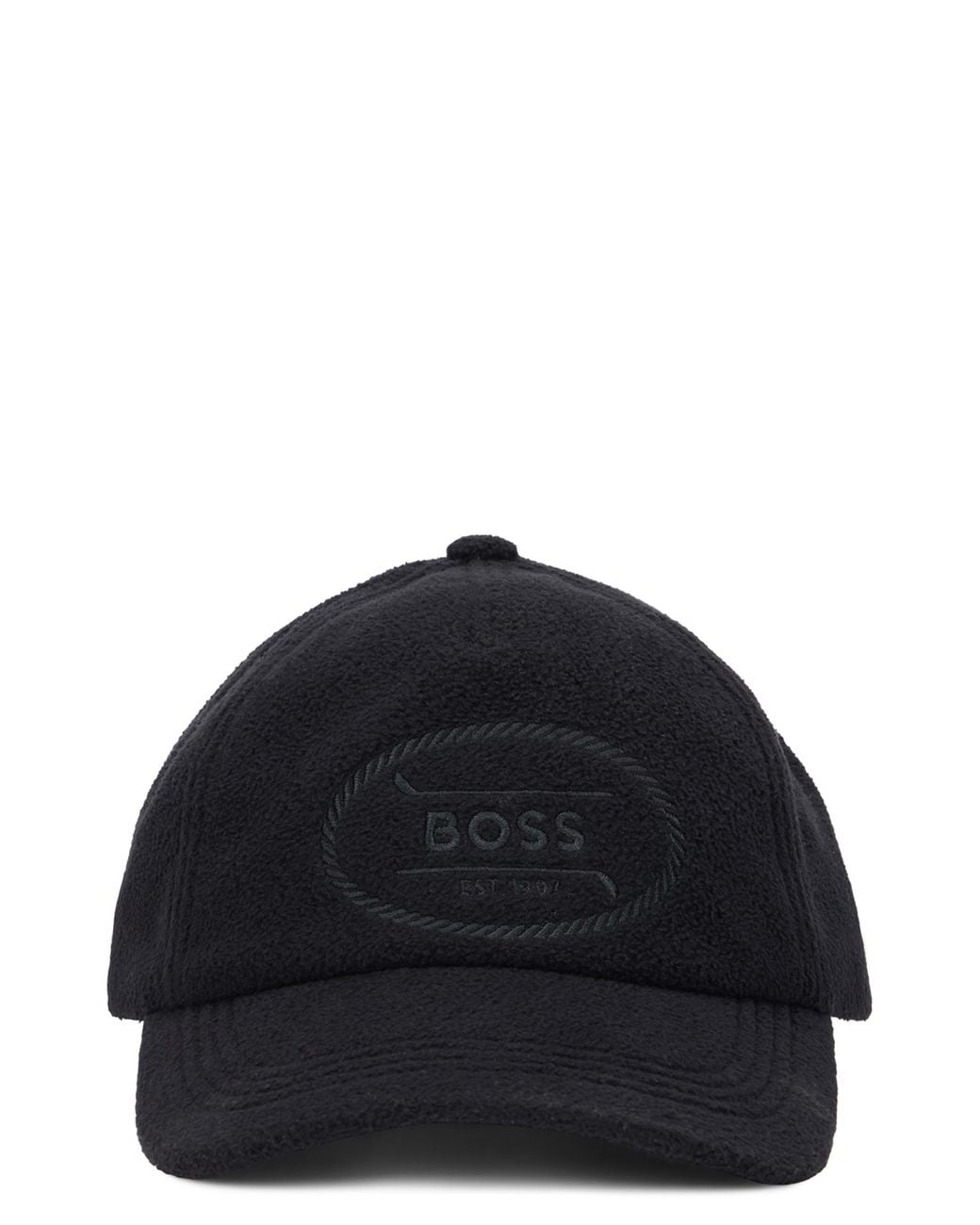 Boss Black Cap With Curved Visor Polyester Hat for men