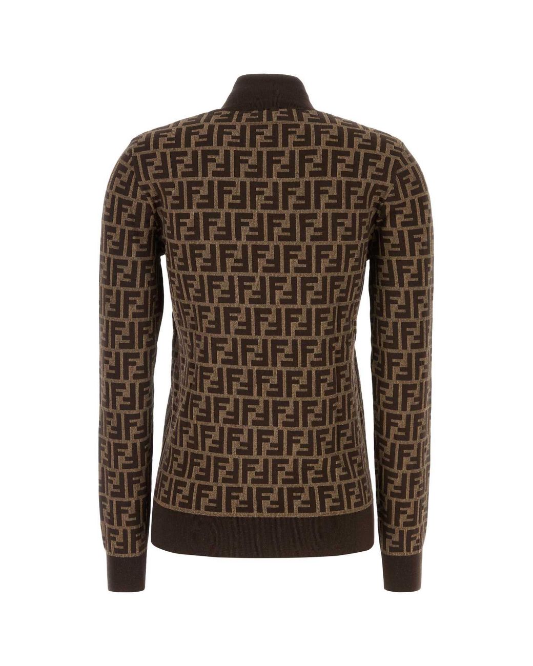Fendi Brown Ff Cotton High-Neck Sweater