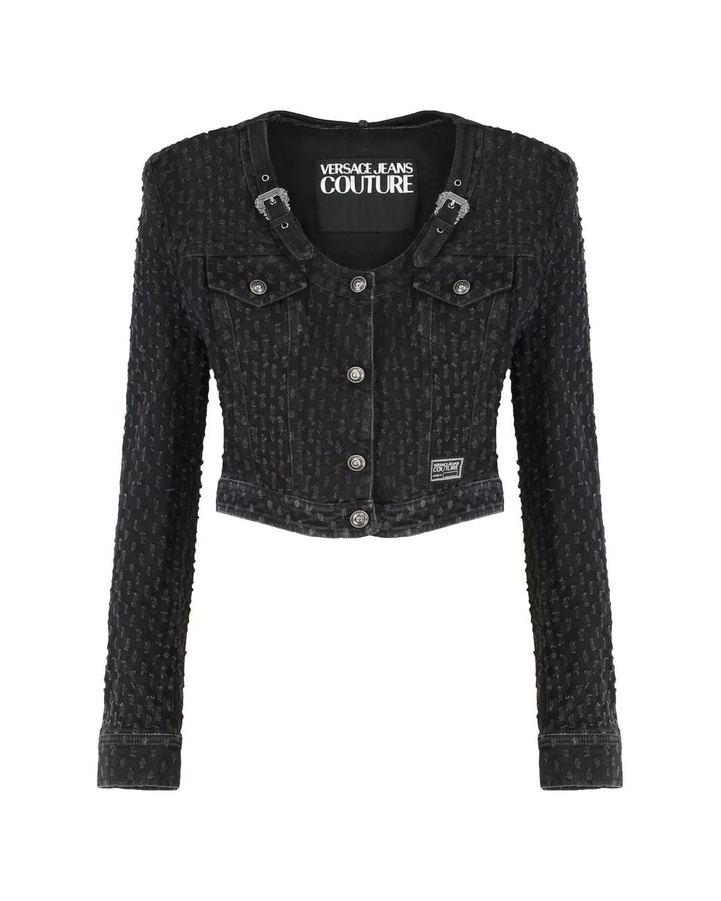 Versace Jeans Couture Black Versace Denim Jacket Cotton