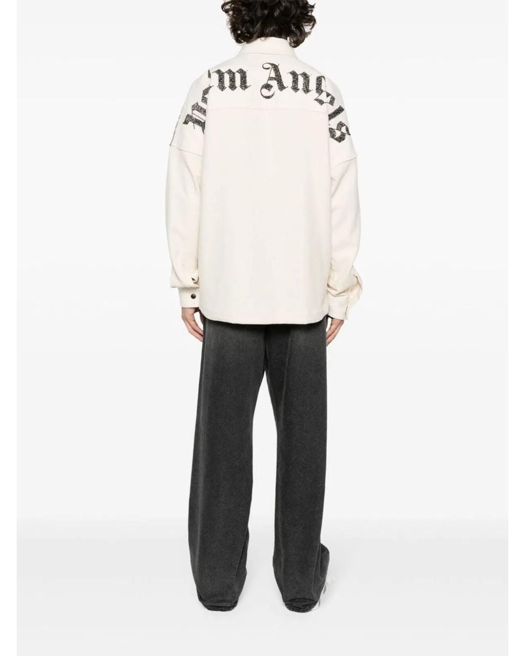 Palm Angels Gray Checked Cotton Overshirt for men