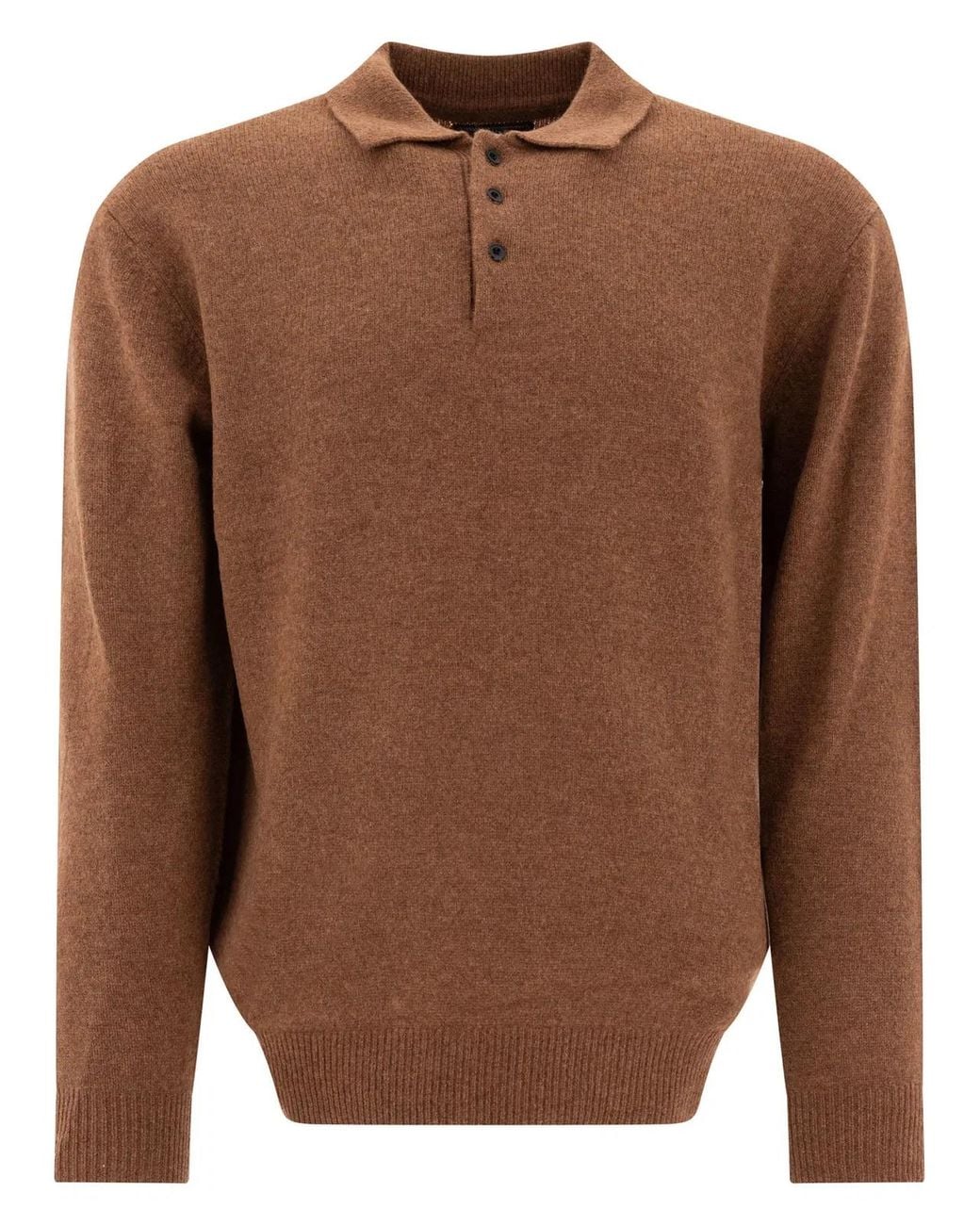 Beams Plus Brown Wool Polo Shirt for men