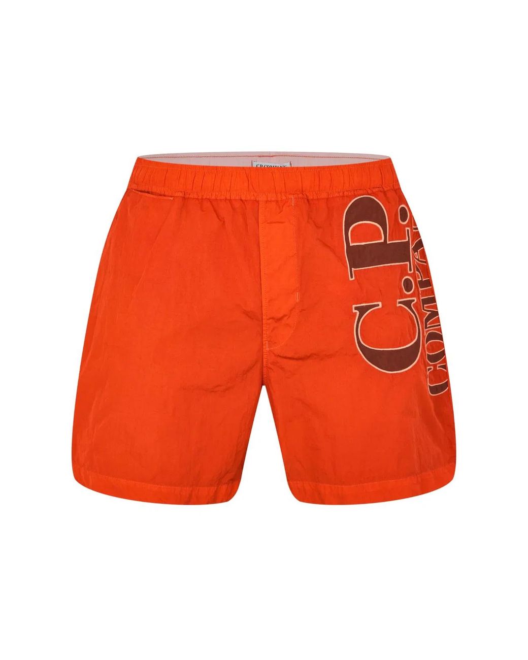 C P Company Orange Eco-Chrome R Logo Swim Shorts for men